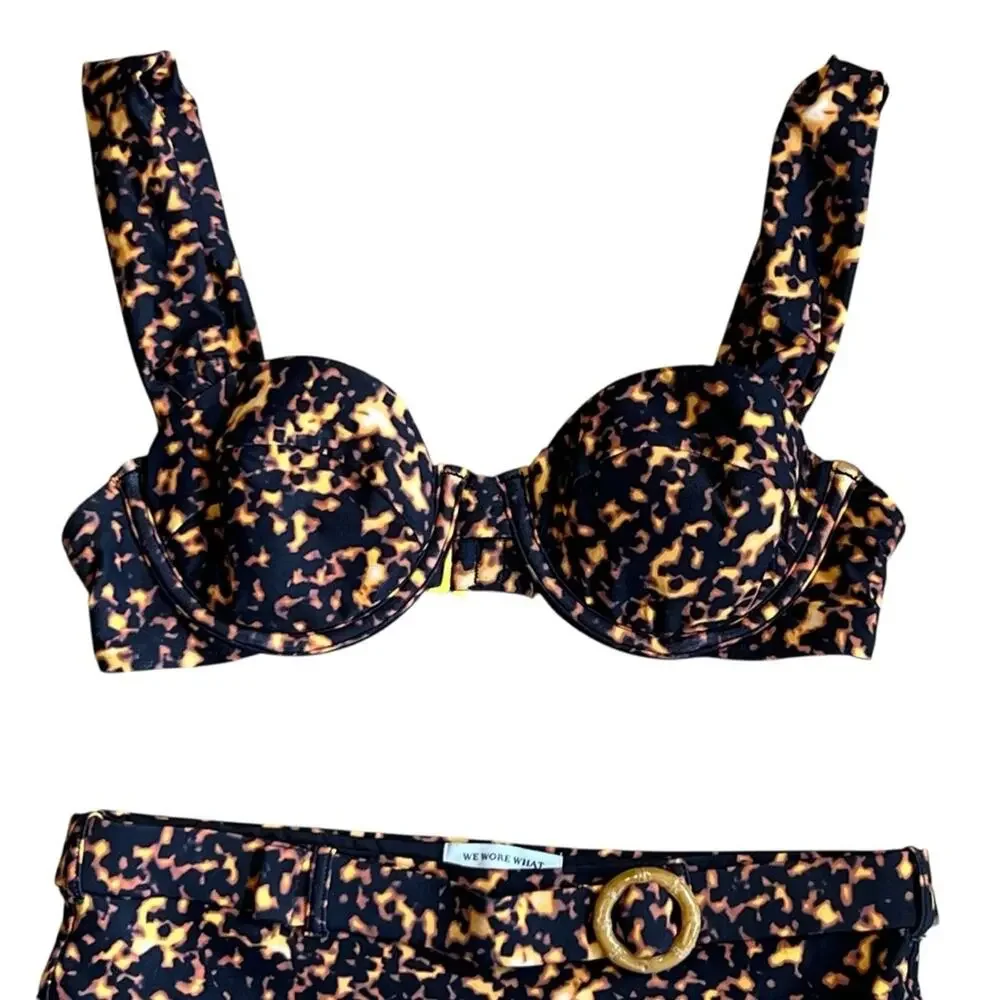 WeWoreWhat Women’s Sz XS Tortoise Shell Bikini Set Emily Claudia High Rise